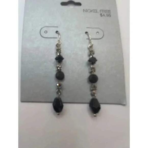 NWT Liz Claiborne RSVP Assorted Earrings Set Black Silvertone Rhinestone - Picture 6 of 9